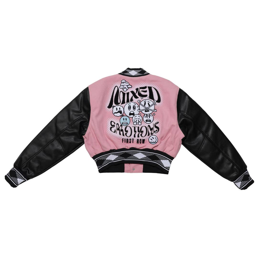 MIXED EMOTIONS CROP VARSITY JACKET