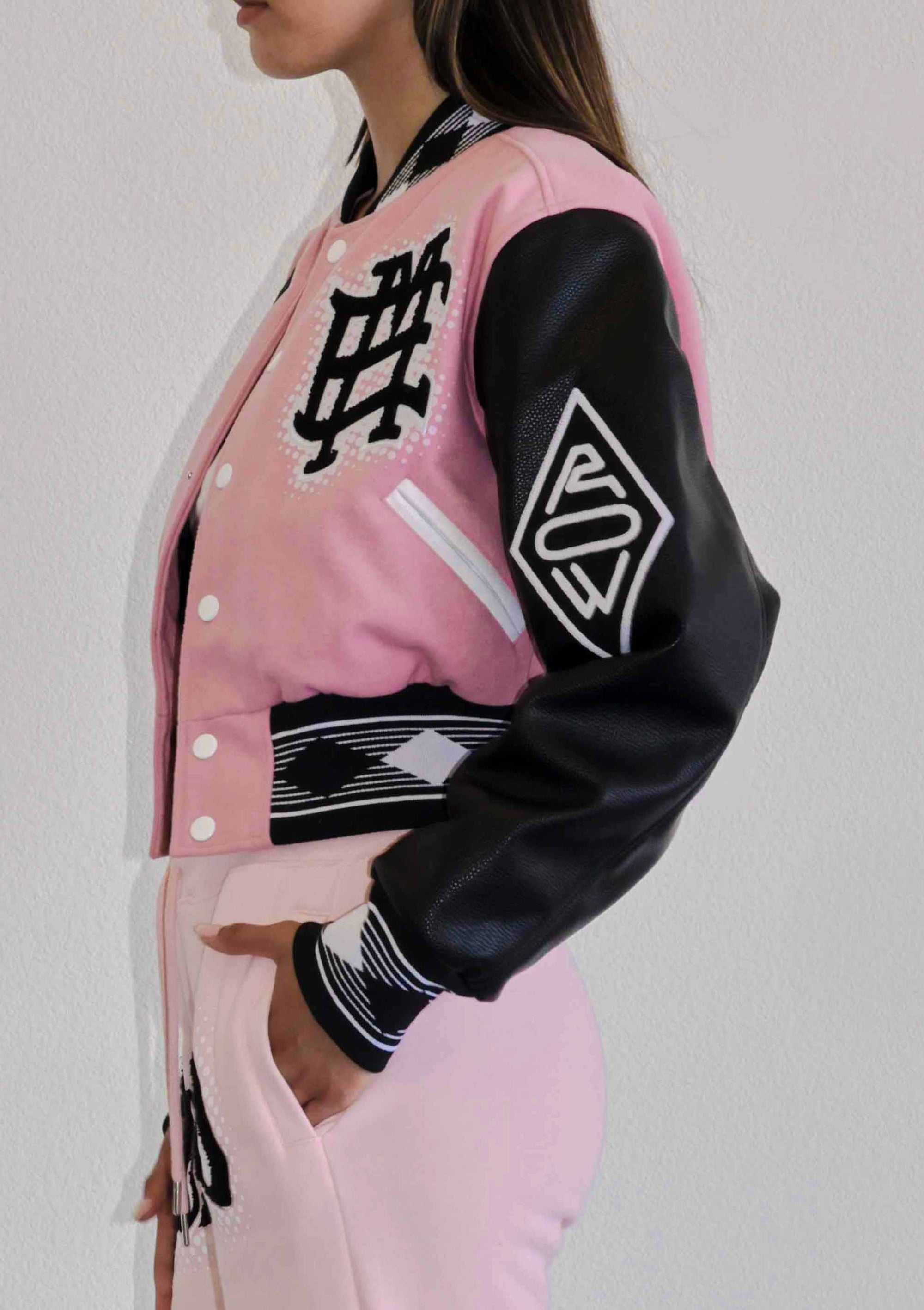 MIXED EMOTIONS CROP VARSITY JACKET