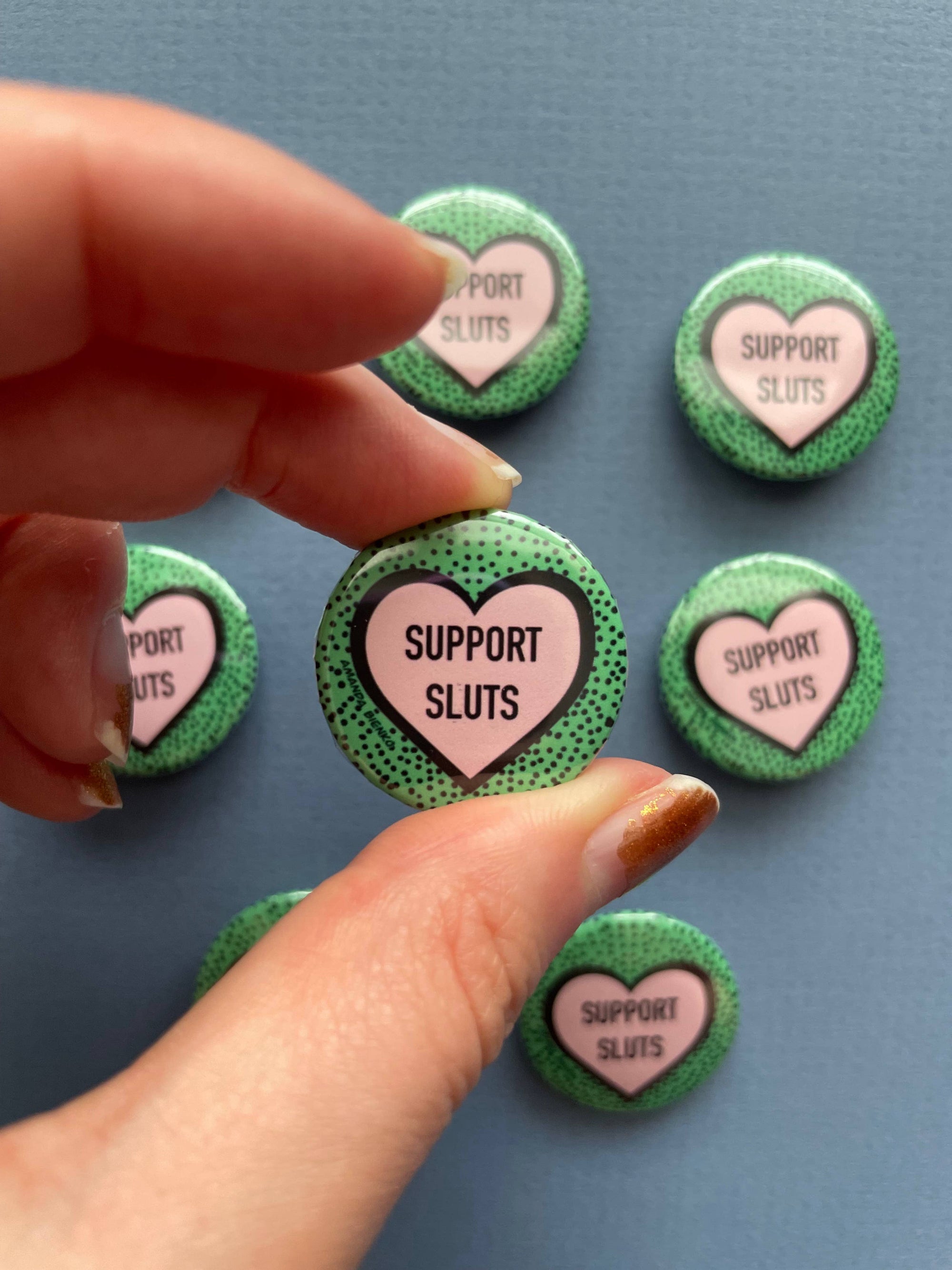 Support Sluts Love Heart Pin